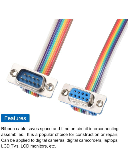 Cable de Cinta IDC 3 Pcs MECCANIXITY DB9 Macho a Hembra 30 cm Cable de Cinta IDC 3 Pcs MECCANIXITY DB9 Macho a Hembra 30 cm