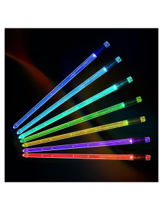 Bastones de Batería Iluminados GrowDaily - Recargables, 15 Colores