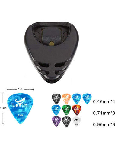 Soporte autoadhesivo para púas de guitarra + 10 púas celuloide