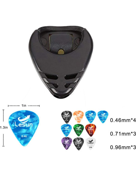 Soporte autoadhesivo para púas de guitarra + 10 púas celuloide Soporte autoadhesivo para púas de guitarra + 10 púas celuloide