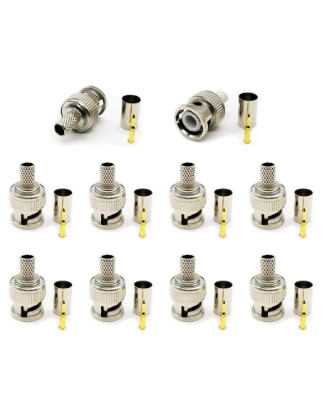 Paquete de 10 Conectores BNC Macho Crimp para Coaxiales RG59/62 Paquete de 10 Conectores BNC Macho Crimp para Coaxiales RG59/62