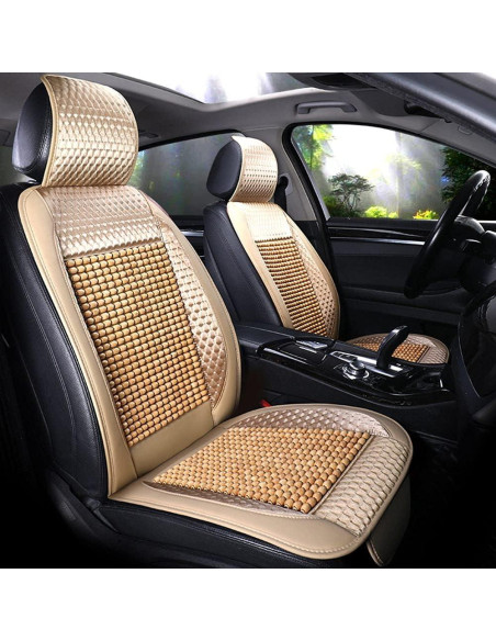 Cubierta de Asiento de Coche Blueshyhall de Perlas de Madera Beige Cubierta de Asiento de Coche Blueshyhall de Perlas de Madera Beige