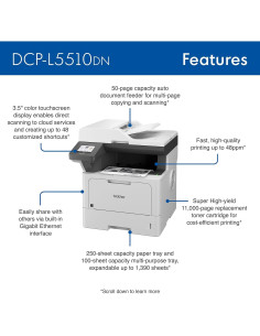 Impresora Láser Monocromática Brother DCP-L5510DN Todo-en-Uno 2