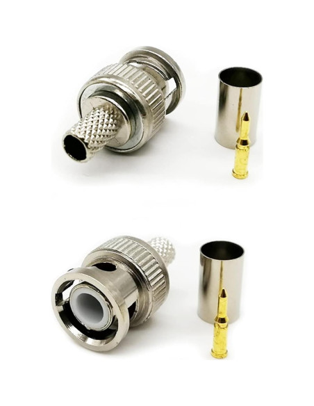Paquete de 10 Conectores BNC Macho Crimp para Coaxiales RG59/62 Paquete de 10 Conectores BNC Macho Crimp para Coaxiales RG59/62