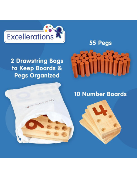 Tablero de Números Montessori Excellerations - 10 Tableros + 55 Puntas Tablero de Números Montessori Excellerations - 10 Tableros + 55 Puntas