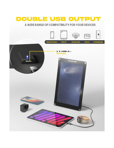 Cargador Solar Flexible Sunslice Fusion Flex 6W USB Negro Cargador Solar Flexible Sunslice Fusion Flex 6W USB Negro