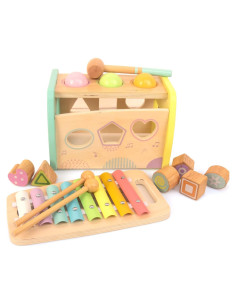 Juguete Educativo de Madera WOODENFUN Martillo y Xilófono
