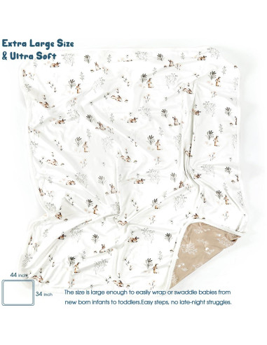 Manta Reversible para Bebés GRSSDER 86x112 cm Conejo Bonito