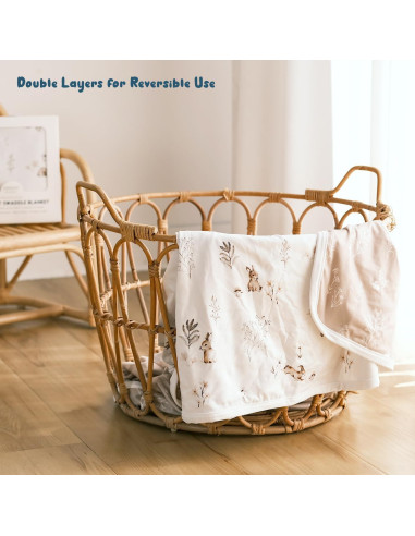 Manta Reversible para Bebés GRSSDER 86x112 cm Conejo Bonito