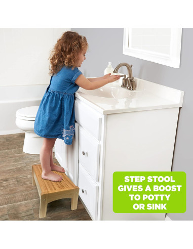 Escalera de baño de bambú Ginsey para niños antideslizante