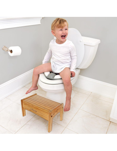 Escalera de baño de bambú Ginsey para niños antideslizante