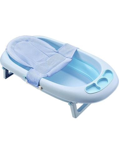Soporte de Baño Ajustable para Bebé Azul - Malla Antideslizante