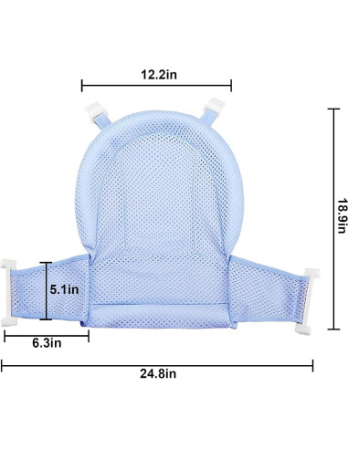 Soporte de Baño Ajustable para Bebé Azul - Malla Antideslizante