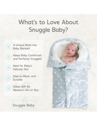 Manta Envueltoria Snuggle Baby Gris Puntos Blancos 0-3 Meses