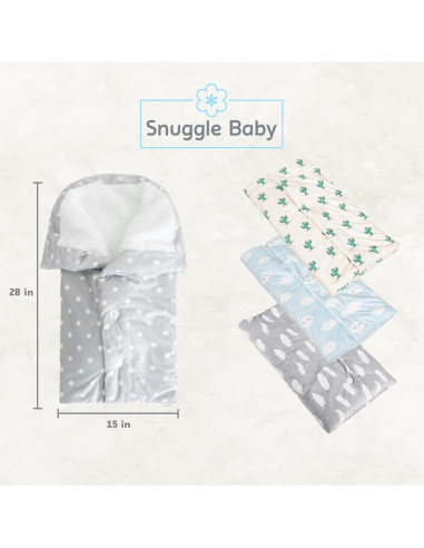 Manta Envueltoria Snuggle Baby Gris Puntos Blancos 0-3 Meses
