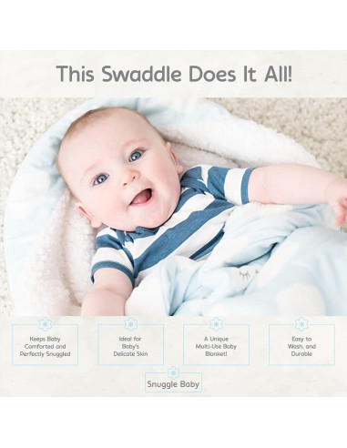 Manta Envueltoria Snuggle Baby Gris Puntos Blancos 0-3 Meses