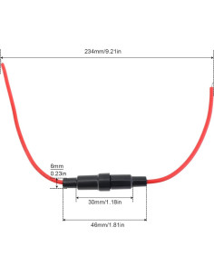 10 Soportes de Fusible Inline DiGiYes 5x20mm 22AWG 23cm 2
