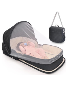 Cuna de viaje portátil YVMVDV para bebés 0-8 meses con mosquitero