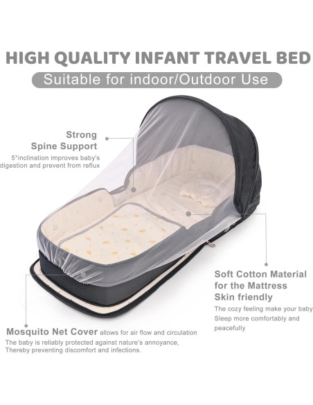 Cuna de viaje portátil YVMVDV para bebés 0-8 meses con mosquitero Cuna de viaje portátil YVMVDV para bebés 0-8 meses con mosquitero