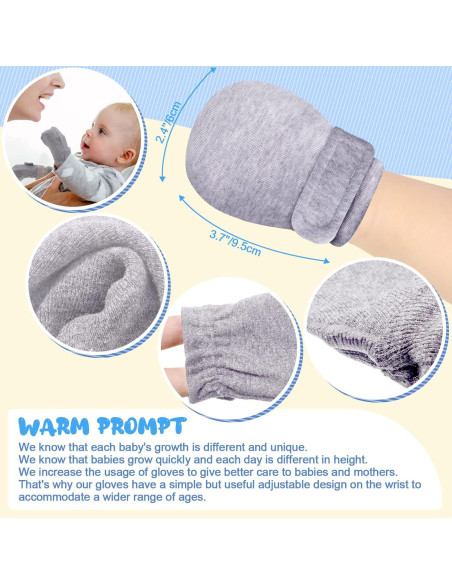 Manoplas Ajustables para Bebés Newcotte - 6 Pares de Algodón Manoplas Ajustables para Bebés Newcotte - 6 Pares de Algodón