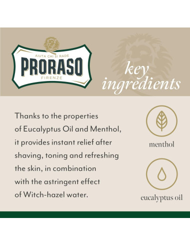 Loción After Shave Proraso 100 ml para Hombres - Refrescante con Mentol y Eucalipto