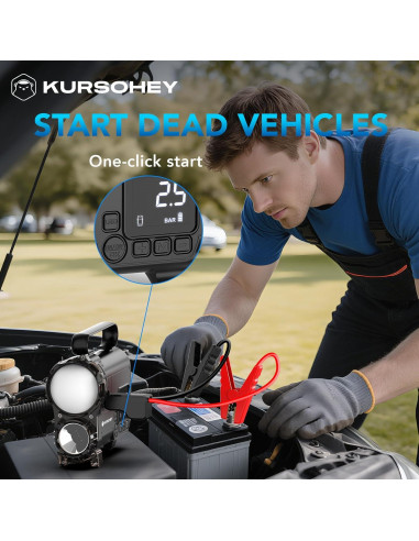 Arrancador de Salto KURSOHEY GL992 4000A con Inflador y Luz