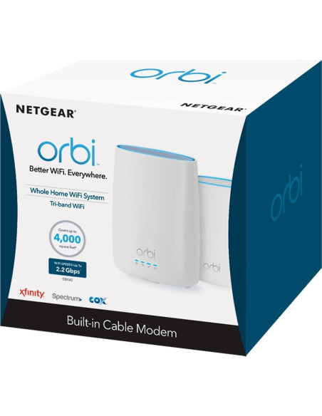 Sistema WiFi de Malla NETGEAR Orbi CBK40 con Módem y Router Sistema WiFi de Malla NETGEAR Orbi CBK40 con Módem y Router