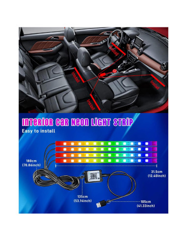 Tira de Luz Interior LED RGB StoneBanks 48 LEDs Control APP