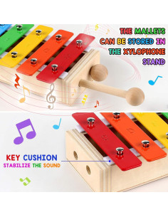 Xilófono de Madera LOOIKOOS para Niños con Mazos - Juguete Musical Educativo 2