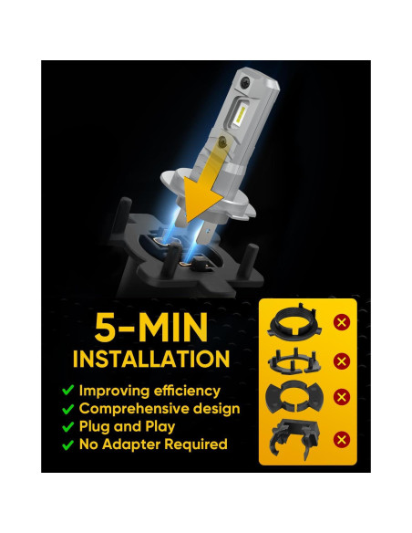 Bombilla H7 TAMUMIT 120W 50000LM Luz de Niebla 6500K (Paquete de 2) Bombilla H7 TAMUMIT 120W 50000LM Luz de Niebla 6500K (Paquete de 2)