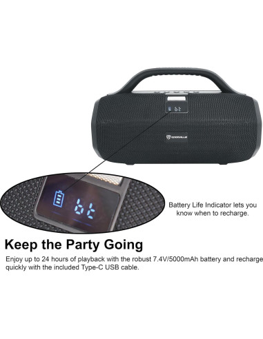 Altavoz Bluetooth Rockville SONIC-50L 50W Resistente al Agua
