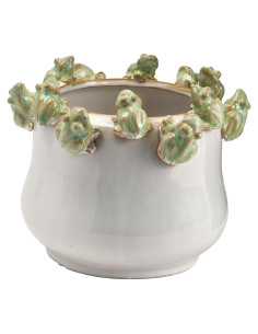 Maceta de Cerámica Creative Co-Op con Ranas, 20.32x15.88 cm