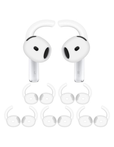 5 Pares de Ganchos Ergonómicos de Silicona IiEXCEL para AirPods 4 - Blanco