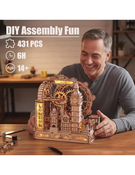 Rompecabezas 3D ROKR Marble Run Londres con LED - 431 Piezas Rompecabezas 3D ROKR Marble Run Londres con LED - 431 Piezas