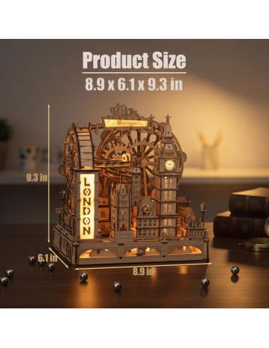 Rompecabezas 3D ROKR Marble Run Londres con LED - 431 Piezas