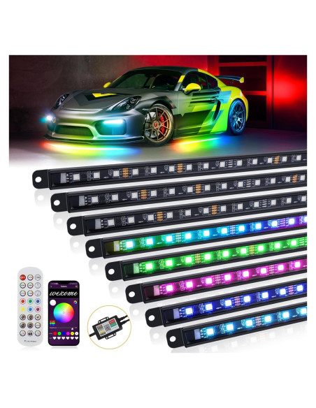 Kit de Luces LED Inferiores OPPBUY 8PCS Multicolor Impermeable Kit de Luces LED Inferiores OPPBUY 8PCS Multicolor Impermeable