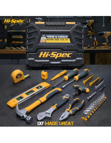 Juego de Herramientas Manuales Hi-Spec 57 Piezas para DIY