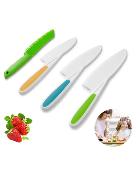 Set de cuchillos para niños GINDECON 4 piezas seguros sin BPA Set de cuchillos para niños GINDECON 4 piezas seguros sin BPA