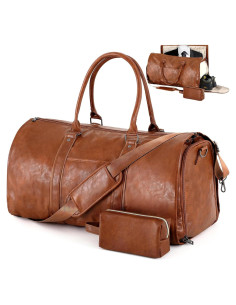 Bolsa de viaje convertible Abbylike de cuero impermeable 2 en 1