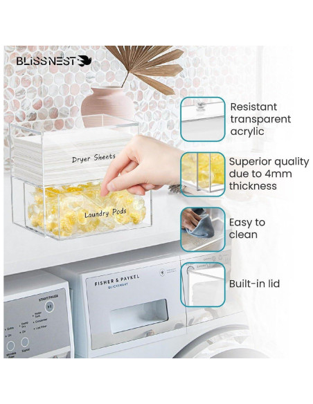 Contenedor de Lavandería Acrílico BLiSSNEST 18x12x17 cm Contenedor de Lavandería Acrílico BLiSSNEST 18x12x17 cm