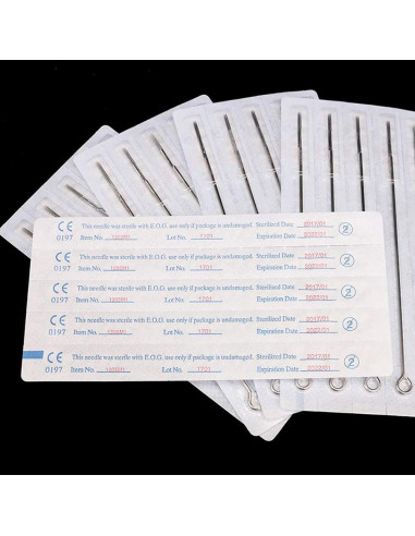 50 Agujas de Tatuaje Desechables HiTreasure 14RL Acero Inoxidable