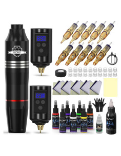 Kit de Tatuaje Inalámbrico YILONG con 2 Baterías 1200mAh