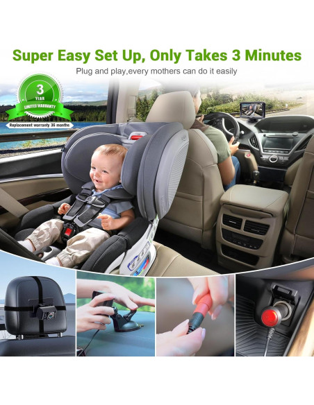 Cámara para coche de bebé Rohent HD 1080P con visión nocturna Cámara para coche de bebé Rohent HD 1080P con visión nocturna