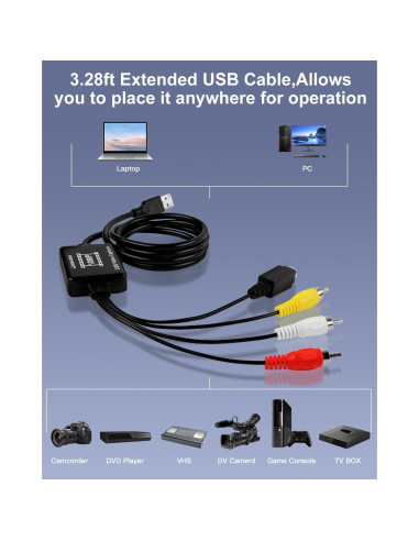 Convertidor de VHS a Digital Oassuose USB-A/USB-C 1080P