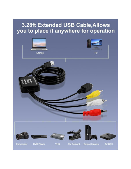 Convertidor de VHS a Digital Oassuose USB-A/USB-C 1080P Convertidor de VHS a Digital Oassuose USB-A/USB-C 1080P