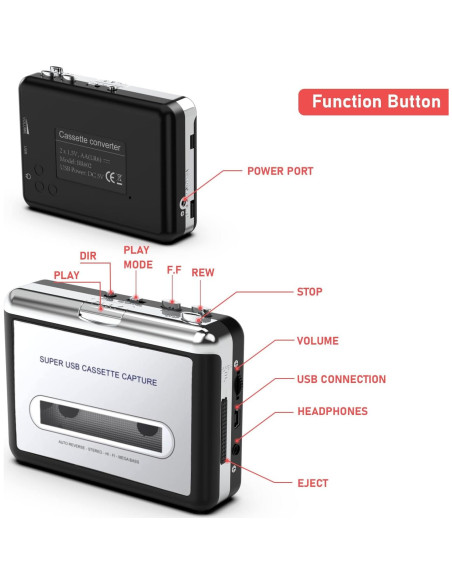 Reproductor de Casete Mersoco BR602S Plata - Convierte a MP3 Reproductor de Casete Mersoco BR602S Plata - Convierte a MP3