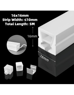 Canal LED de Silicona KSDLMPA 5M IP67 para Tiras de 10mm 2