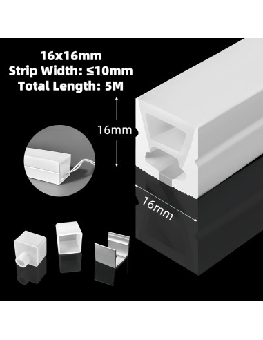 Canal LED de Silicona KSDLMPA 5M IP67 para Tiras de 10mm