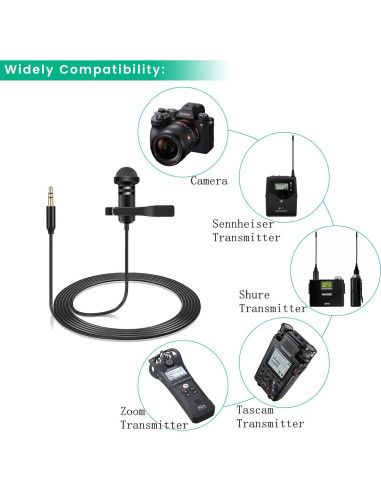 Micrófono Lavalier Omnidireccional Weishan 1.5m para Rode y DJI