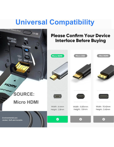 Cable Micro HDMI a HDMI 9.14m LJ 4K Ultra HD 60Hz Compatible